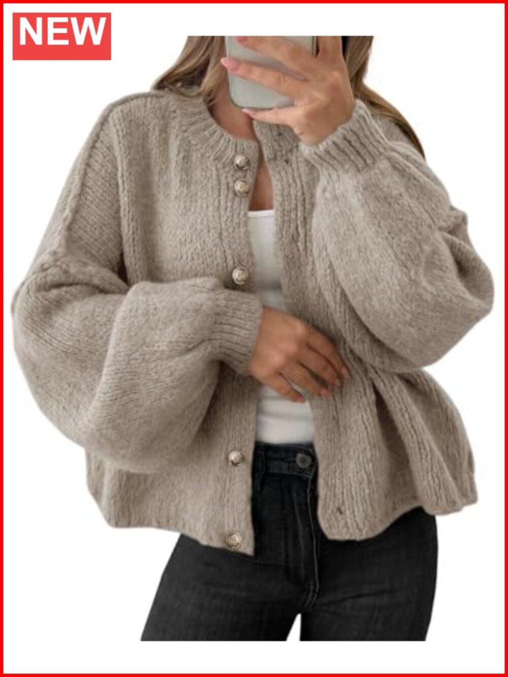 Oversized Chunky Knit Cardigan Long Sleeve Women's Coat